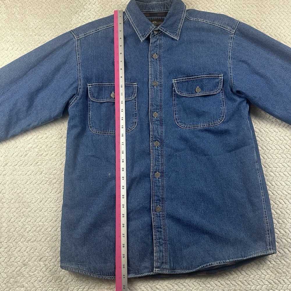 Levis Denim Shacket Jacket Men's Medium Flannel Lined Trucker Biker Grunge - Picture 8 of 13